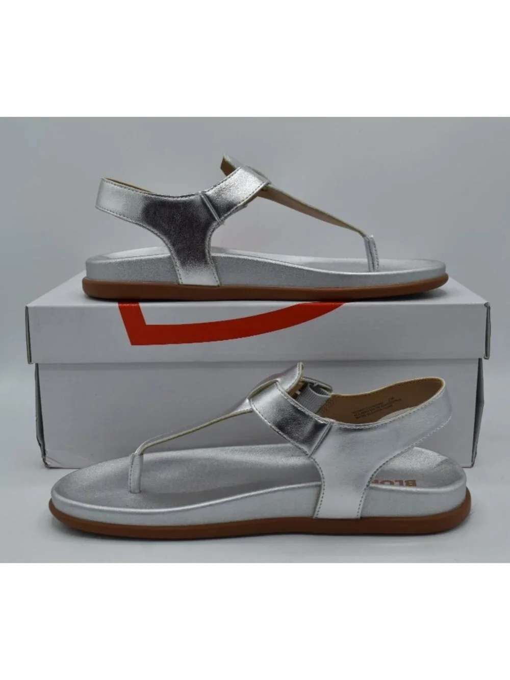 Blondo Womens Size 9 Niomi Ankle Strap Metallic Silver‎ Leather Sandals Shoes
